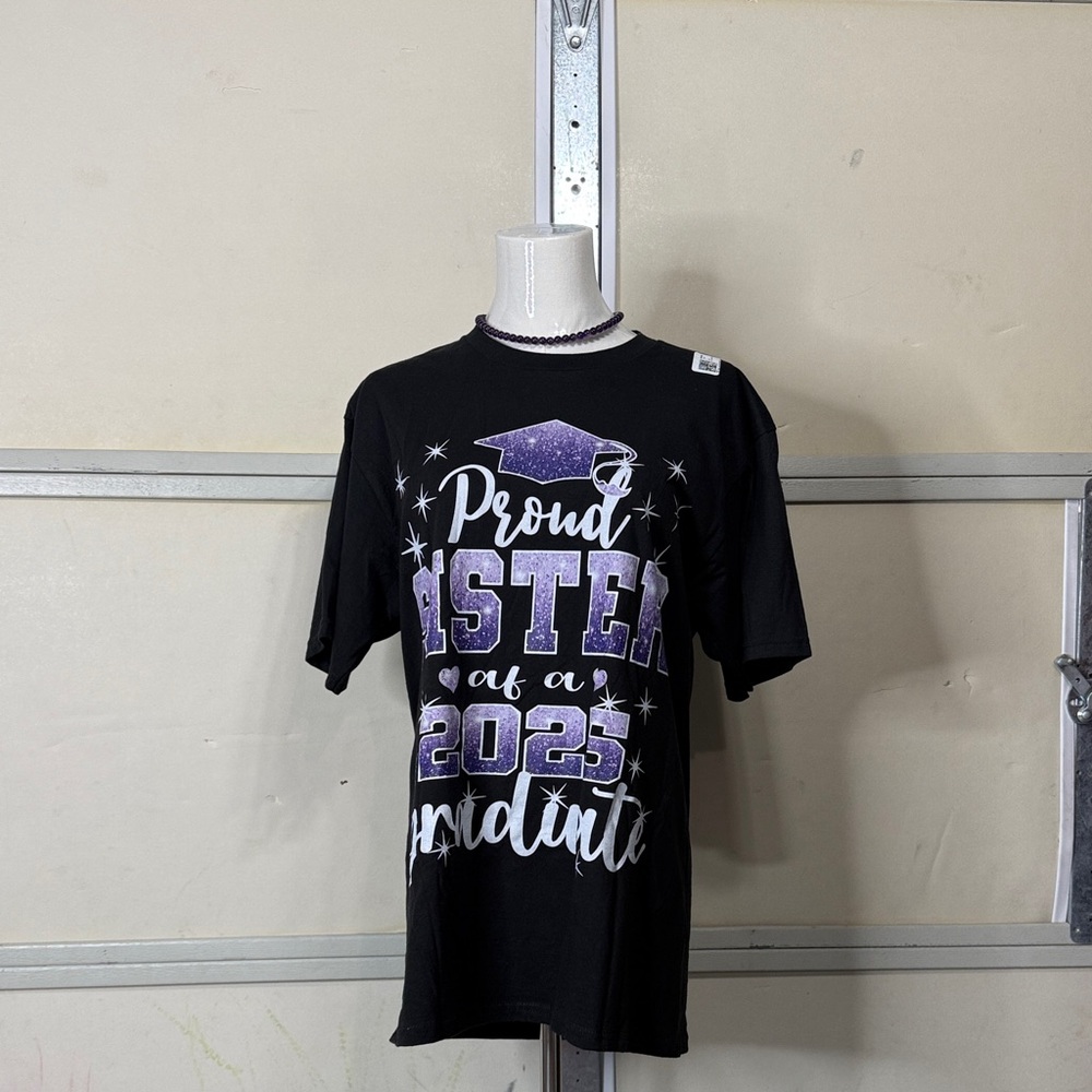 Port and Company Black and Purple Graphic Tee